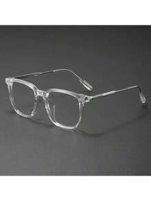 1 par de gafas de hombre con montura metálica cuadrada de estilo retro y moderno, con lentes transparentes, adecuadas para computadora, oficina, decoración, estudio de estudiantes, lectura, reuniones de negocios, correr, juegos y conducir - oro negro - Ver 1