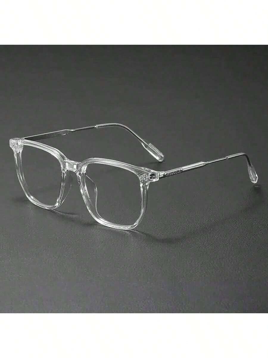 1 par de gafas de hombre con montura metálica cuadrada de estilo retro y moderno, con lentes transparentes, adecuadas para computadora, oficina, decoración, estudio de estudiantes, lectura, reuniones de negocios, correr, juegos y conducir - oro negro - Ver 1