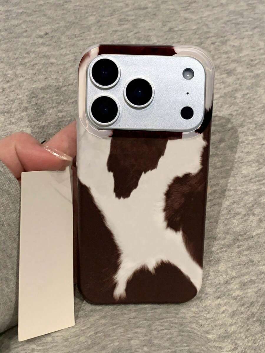 Luxury Black & Brown Cow Print Phone Case, Compatible With 12/13/14/15/16 Pro, 12/13/14/15/16 Pro Max, 17 Pro Max, 17 Air, 14/15/16 Plus, 11/17/16/15/13, Y2K Animal Pattern Style Back Cover, Cool Girl Gift Choice.