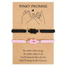 2条手工编织爱情结情侣手链，友谊手链礼物，适合送给男朋友、女朋友，周年纪念日、生日、圣诞节、父母周年纪念日、朋友、毕业典礼、万圣节等场合。 - 手鍊 - 查看 1