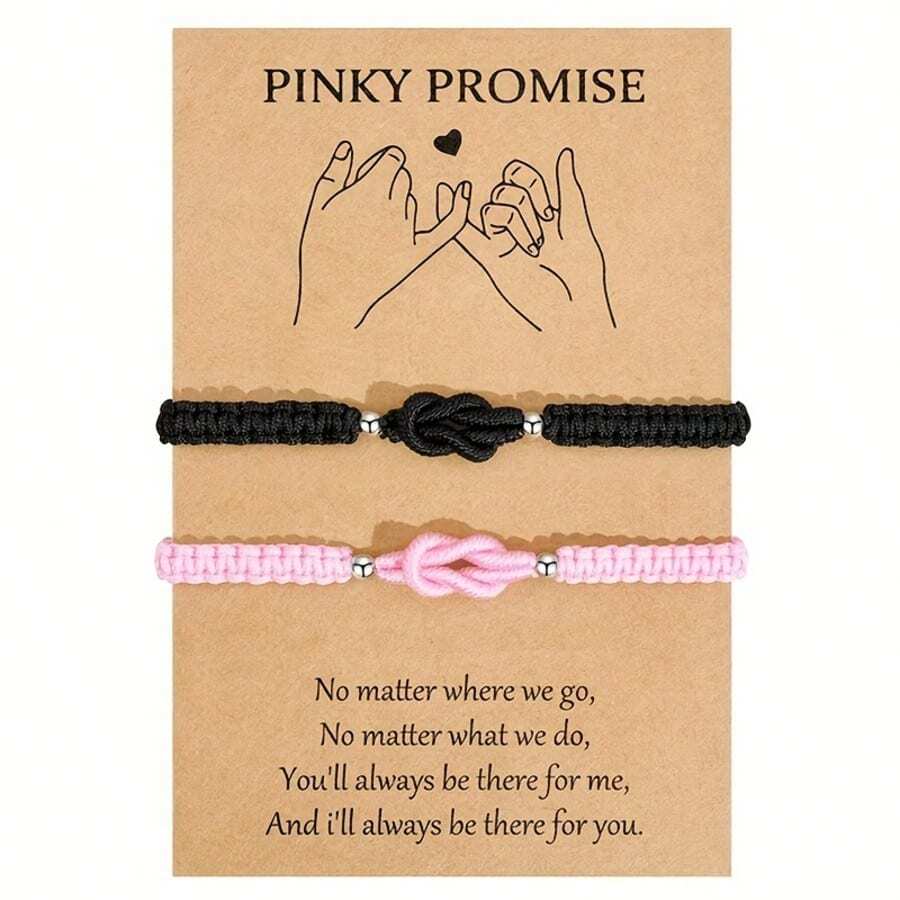 2条手工编织爱情结情侣手链，友谊手链礼物，适合送给男朋友、女朋友，周年纪念日、生日、圣诞节、父母周年纪念日、朋友、毕业典礼、万圣节等场合。 - 手鍊 - 查看 1