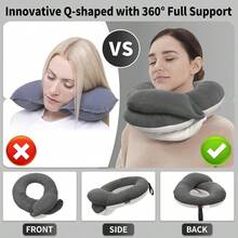 Travel Neck Pillows Airplanes, 360 Support Sleep Long Flight, Skin - Friendly Breathable, Kit With 3D Contoured Eye, Earplugs And Storage Bag Adult, 90+ Lbs - 灰色 + 成人 - 查看 4