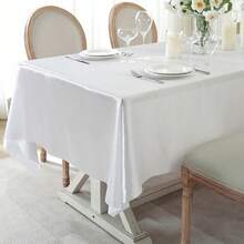 1 pieza Mantel de color champán elegante, mantel rectangular para decoración de bodas, lavable y reutilizable, hecho de satén de poliéster de alta calidad, adecuado para bodas, cumpleaños, restaurantes, reuniones familiares, fiestas al aire libre, se puede usar como mantel, decoración de mesa y mantel para fiestas - Multicolor - Ver 8