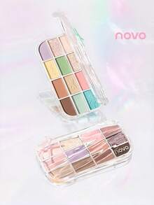 NOVO Long-Lasting Matte & Shimmer Eyeshadow Palette, Vibrant Multicolor Eyeshadows For Daily, Party, Stage Makeup, Suitable For New Year, Christmas, Y2K Looks - 02# Sweet and Less Salt - View 9