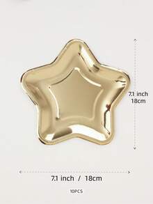 10个圣诞节和新年金银星形一次性纸盘，不规则星形纸盘，适用于生日派对装饰 - 多色 - 查看 7