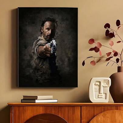 无框帆布墙画 - 《行尸走肉》海报帆布墙画，适用于客厅、卧室、走廊 - 独特的墙面艺术和装饰，礼品之选，秋季装饰，房间装饰 - 帆布材质