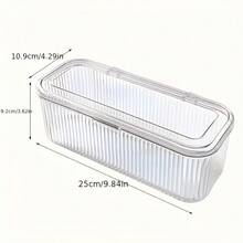 1pc Plastic Makeup Storage Box With Lid - Transparent Cosmetic Organizer, Suitable For Brushes, Beauty Sponges, Powder Puffs | Dust-Proof, Portable, Weather-Resistant, Non-Electric Upright Stand - Clear - View 1