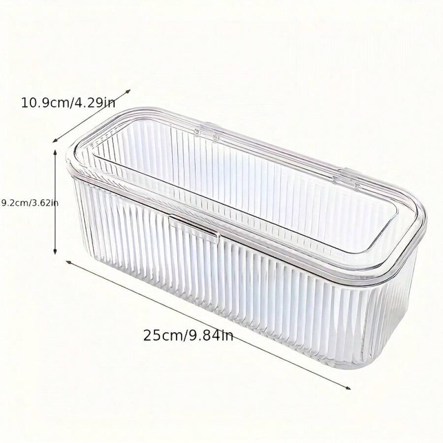 1pc Plastic Makeup Storage Box With Lid - Transparent Cosmetic Organizer, Suitable For Brushes, Beauty Sponges, Powder Puffs | Dust-Proof, Portable, Weather-Resistant, Non-Electric Upright Stand - Clear - View 1