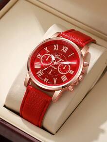 1pc Women's Fashion Casual Quartz Watch With Three-Eye Roman Numeral Dial, Perfect Gift For Family And Friends - Gold - View 19