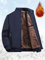 Jaqueta masculina de inverno de manga comprida e grossa com forro térmico e zíper, estilo anos 2000, para o outono.