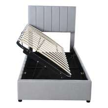 Kinderbett Polsterbett 90x200 Cm, Hydraulic Stauraumbett, High-Freundliches Leinen-Hochkastenbett, Grau - Grey - View 4