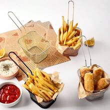 Mini Square Fry Baskets (1/3/5 Pieces Pack), Food Fry Baskets, French Fry Baskets, Food Serving Baskets. Ideal For Frying Chicken And French Fries In Kitchens, Cafes And Restaurants.,New Years Eve Party,Holiday - Silver - View 2