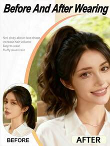 Elastic Ponytail Wig, Low Bun Big Wavy Curly Braid, Natural Fluffy Slouchy Clip-In Ponytail Hair Scrunchie ,Ponytail Holders ,Hair Elastics ,Hair Rubber Bands ,Hair Rope Hair Ties - Multicolor - View 4