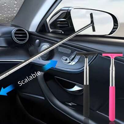 1pc Multifunctional Car Rearview Mirror Retractable Windshield Wiper, Windshield Washer, Window Cleaner, Front Windshield Wiper Brush, Car Rearview Mirror Wiper, Retractable Multifunctional Wiper, Retractable Car Window Cleaner, Glass Cleaning Brush Wiper