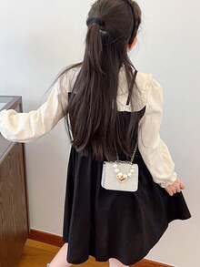 1pc Kids Fashion Rhombus Pearl Bag, Girls Mini Crossbody Handbag, Baby Accessory Small Purse - Gold - View 3