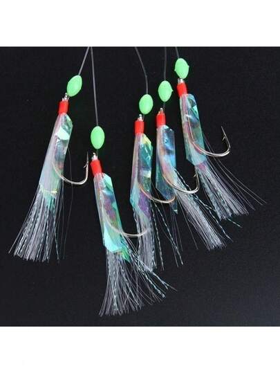 5Pcs/Set Soft Fishing Bait Device Bait Jigger Bait Soft Bait Fake Fish Ribbon Barbed Hook Fishing Bait