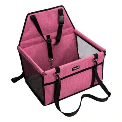 Asiento de coche para mascotas, estructura reforzada robusta, correa acortada con gancho de metal a presin, trabillas para cinturn de , almohadilla de forro polar grueso e impermeable, asiento elevador para gatos y perros pequeos y medianos