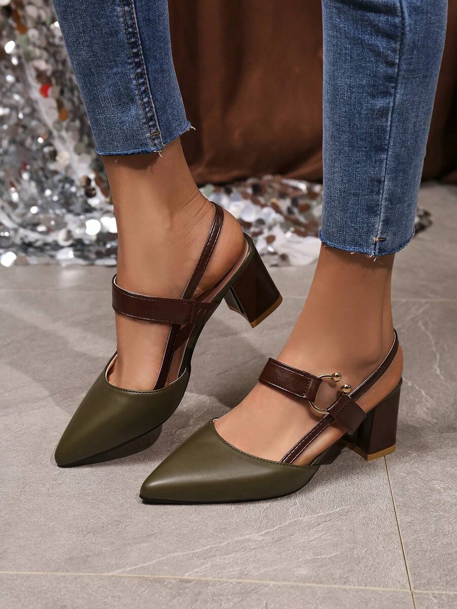 Giày cao gót nữ kiểu dáng mới nhất mùa xuân/hè 2026, gót chunky thời trang, đa năng, mũi nhọn, thoải mái, kiểu dép xỏ ngón.