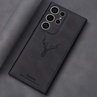 1pc Luxury PU Leather Deer Series Ultra-Thin Phone Protective Case, Anti-Slip, Wear-Resistant, Suitable For Samsung S22/S22+/S22 Ultra/S23/S23+/S23 Ultra/S23 FE/S24/S24+/S24 Ultra/S24 FE/S25/S25+/S25 Ultra/S25 FE, Unisex High-End Gift