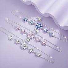 Vòng tay nữ đính đá Zirconia hình bông tuyết bạc Sterling 925, thiết kế hoa thanh lịch và độc đáo, có thể điều chỉnh, phù hợp đeo hàng ngày, dự tiệc, ngày lễ, làm quà tặng cho gia đình, bạn bè, Giáng sinh, Halloween, ngày lễ tình nhân, sinh nhật - Bạc - Xem 3