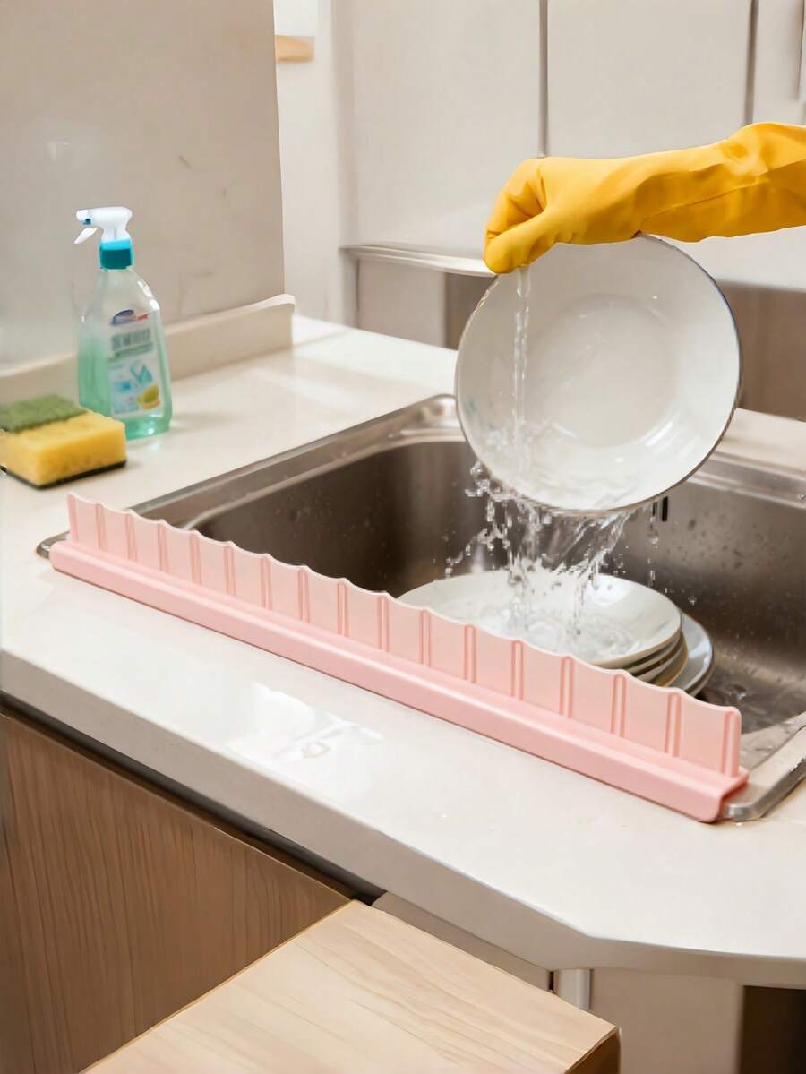 1个硅胶水槽防溅罩 - 适用于厨房、岛台和浴室 - 安全防滑吸盘底座 - 可用洗碗机清洗