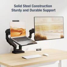 Adjustable Monitor Arm Laptop Tray With Support For 120mm Fan Compatible With VESA 75x75 Fits Up To 17 Inch Laptop Black Fan Not Included - Black - View 8