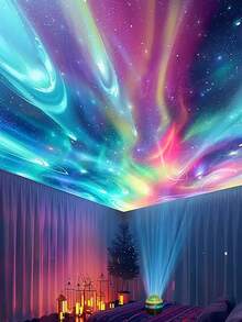 Aurora Borealis Starry Sky LED Projector Lamp - 7 Color Changing + 3 Modes, Bright Bedroom Atmosphere Lighting Nightlight Pink Room Decoration Ceiling Cloud-Shaped LED For Fall Home Theater Projection Sleep Aid Live Stream Ambient - 彩色 - 查看 9