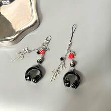 1pc Y2K Aesthetic Cherry Bow Phone Lanyard, Cute Girl Kawaii Charm, Unique Personalized Design, Suitable For Commuting, Camera Strap - Red - View 10