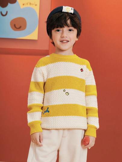 mini bala Young Boy Soft Knit Sweater, Warm And Skin-Friendly, Winter New Year Top