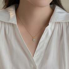 1pc S925 Silver Minimalist Heart-Shaped Aquamarine Design Pendant Necklace With Sparkling Cubic Zirconia, Elegant Jewelry For Women, Exquisite Gift For Loved Ones - Yellow Gold - View 5