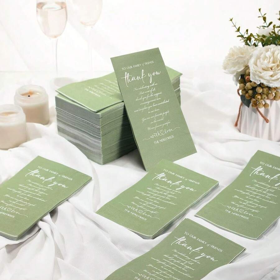 20/40/60Pcs Wedding Napkins Thank You Napkins To Family Friends Guests Disposable Cocktail Beverage Napkins For Wedding Bridal Shower Engagement Party Supplies Wedding Decorations - Multicolor - View 1
