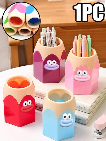 Colorful Pencil Shaped Pen Holder Desk Organizer, Cute Cartoon Sausage Mouth Design Abs Plastic Multi-Purpose Stationery Storage Cup With Scissors Slot, Durable Desktop Supply Container For Pens Pencils Markers Crayons Brushes, Funny Office School Desk Accessories For Teachers And Students, Ideal For Home Office Classroom Decor, Back To School, Christmas, New Year, Easter, Teacher Appreciation Gift
