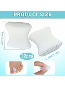 12 Pack Gel Toe Separators Bunion Toe Spacers, Toes Separators For Overlapping Toes, White - 1 - View 2