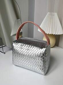 1PC,Knitted Handheld Women's Bag Makeup Bag Portable Toilet Bag Fashionable And Versatile Travel Bag - Multicolor - View 6