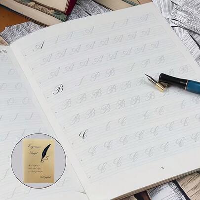 1pc A4 Size Calligraphy Practice Notebook - Adult English Handwriting Practice Book, Calligraphy And Layout Skills Education Book, Elegant Calligraphy Writing Practice Notebook (24 Pages)