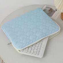 Personalized Cute Heart Quilted Laptop Sleeve, Soft Padded Notebook Case, Shockproof Computer Bag, Zipper Laptop Cover, Lightweight Portable Laptop Pouch For School Office Travel, Fits 13 Inch Devices, Customizable Name Gift For Girls & Friends