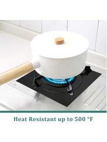 4 PCS Reusable Stove Burner Covers - 0.1mm Double-Layer Non-Stick Black Coating | 10.6x10.6 Inch, Easy To Clean For Kitchen Cooking - Multicolor - View 2