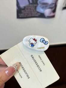 [ترخيص سانريو] 5 قطع مشبك شعر بتصميم قطرة المطر مع تصميم هالو كيتي الأبيض الحليبي، جميل وحلو، بطراز كرتوني، مشبك شعر بيضاوي متعدد الاستخدامات، إكسسوار شعر