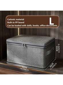 1pc Foldable Zipper Lid Storage Box With Handle, Cube Shaped Organizer Bin For Wardrobe, Toys, Home Use, Large Capacity