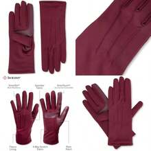 Isotoner Women's Cold Weather Stretch Gloves With Warm Fleece Lining(One Size Plum) - Multicolor - View 1