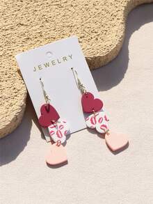 1 Cặp bông tai dài bằng gốm in hình trái tim và đôi môi ngày lễ tình nhân dành cho nữ, thiết kế gợi cảm lãng mạn dễ thương - Nhiều màu - Xem 13