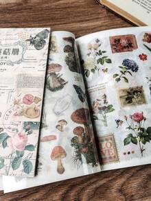 1 tập gồm 20 tờ sticker trang trí hình cây, hoa, nấm phong cách cổ điển dùng để tự làm sổ lưu niệm. - Nhiều màu - Xem 2