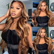 Brazilian Virgin Hair 5*5 13*4 13*6 200 Density Wear And Go Glueless Wigs Human Blend Hair Pre Plucked Pre Cut Body Wave Transparent Lace Front Wigs Brazilian Frontal Wig For Women Human Frontal Hair Wigs No Glue Lace Front Closure Ready To Wear Wigs #4/27 Honey Blonde Ombre Highlight - SP4/27 - View 6