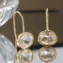 1 par de pendientes minimalistas con colgante de cristal sintético, adecuados para uso diario casual, apropiados para vacaciones y citas - Dorado - Ver 7