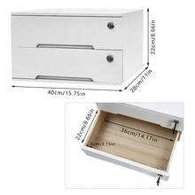 WOBENFOG Wooden Desk Organizer With Drawers & Lock, Desktop Countertop Storage Cabinet Lockable Home Office Supplies File Organizing Unit Tabletop Categorized Storage (2 Drawer - Modern White) - White - View 3