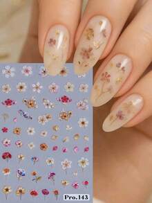 قطعتان من ملصقات الأظافر المزخرفة بارزة 5D بتصميم الزهور الأنيقة، باقات زهور صغيرة باللون الأحمر والأبيض والأصفر والبني، ديكورات فنية للأظافر، لاصقة ذاتية الالتصاق، مستلزمات تزيين الأظافر للفتيات والنساء - متعدد الألوان - مشاهدة 4