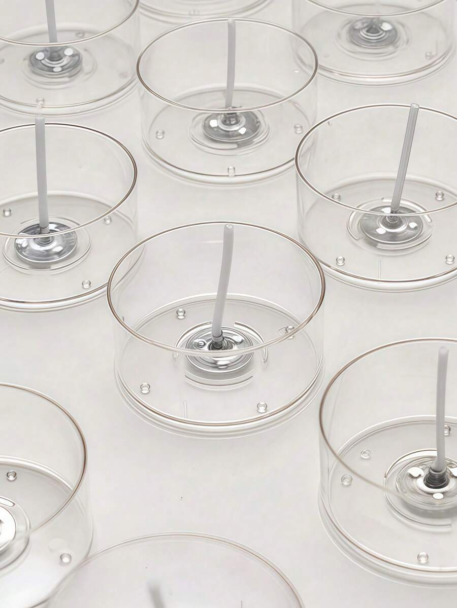 12个圆形烛台，透明阻燃PC材质，耐热，适用于茶蜡、DIY香薰蜡烛、斋月礼物、烛台