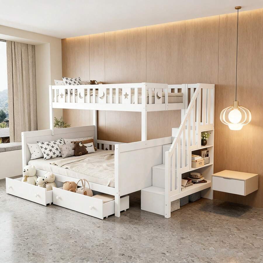 Kids Bed Frames, Headboards & Footboards - White + Solid Wood + 90cm*200cm - View 1