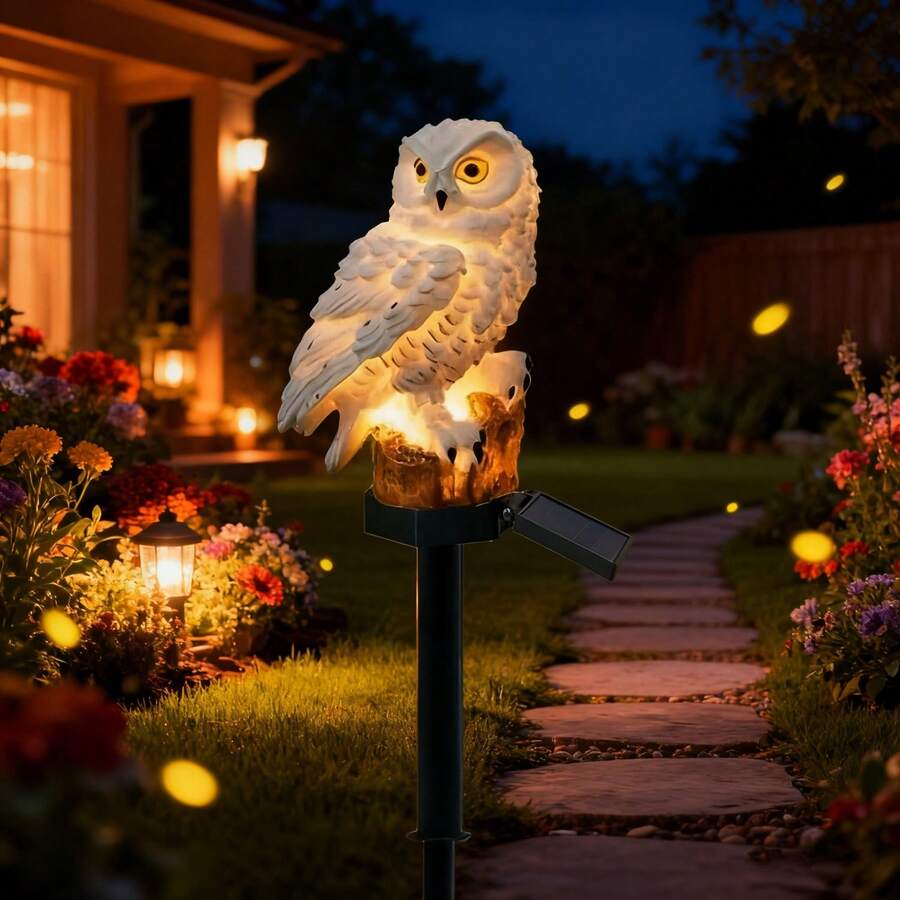 1个/2个太阳能猫头鹰花园灯，带LED灯，适用于户外装饰 - IP65防护等级，是送给女性和猫头鹰爱好者的完美礼物 - 非常适合庭院、小路、露台、草坪 - 圣诞主题驱鸟装饰品，适用于后院景观美化和节日庆祝活动 - 貓頭鷹 - 查看 1