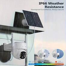 5G WiFi LTE Solar Security Camera, IP66 Waterproof, 360° Real-Time View, 4MP Color Night Vision, PIR Motion Sensor, Two-Way Communication, Smartphone Application Control, 8000mAh Battery, Wireless Outdoor Monitoring, Suitable For Home, Garage, Yard, Pet Monitoring. - White - View 4